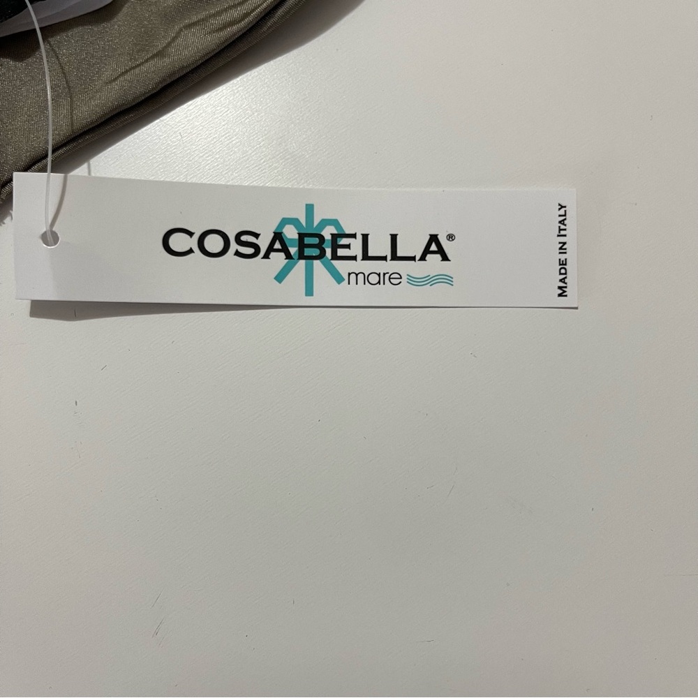 Cosabella Triangle Halter Bikini Top M Metallic Tuxedo Style NWT Minimalist - Picture 4 of 5